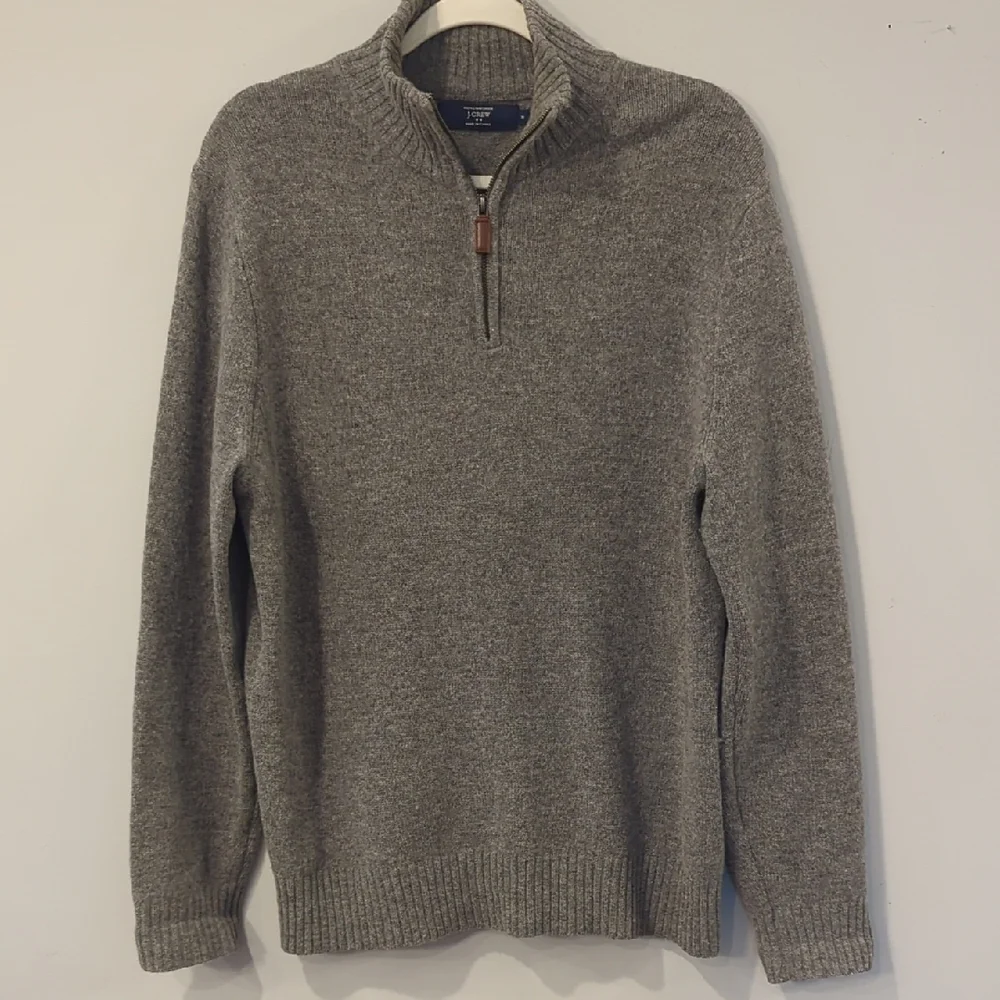 J. Crew Men's 100% Lambswool‎ 1/4 Zip Sweater Gray size Medium